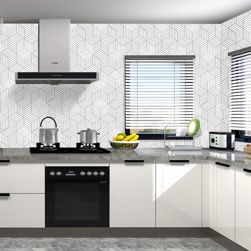 WENMER Geometric Hexagon Peel and Stick Wallpaper - 17.7 Inch x 394 Inch Silver Removable Self-Adhesive Vinyl Film for Home Drawer Shelf Use - Image 5